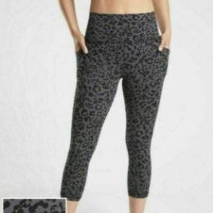 Athleta Salutation Stash II Capri Size SP Grey Black Leopard Print Tight Legging
